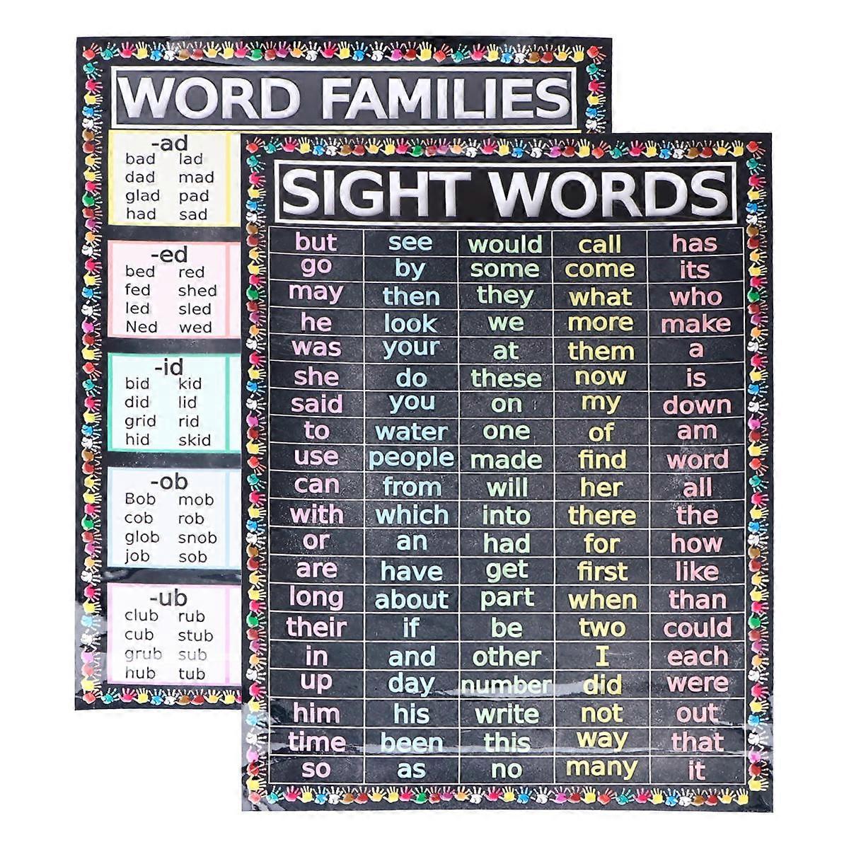 Sight Words Poster Educational Chart for Decoration 6Pcs