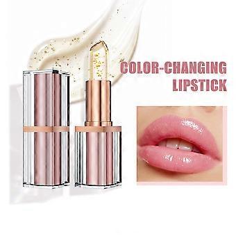 Gold Leaf Thermochromic Jelly Lip Balm Hydrates Dry Lips And Shifts Color With Lip Temperature, Applied On Lips For Daily Commute Makeup, Dating And C