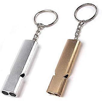 Aluminum Alloy Referee Whistle, 120dB Super Loud Two-Tube Emergency Survival Whistle, Water Resistant for Outdoor Camping, Hiking, Hunting, Fishing