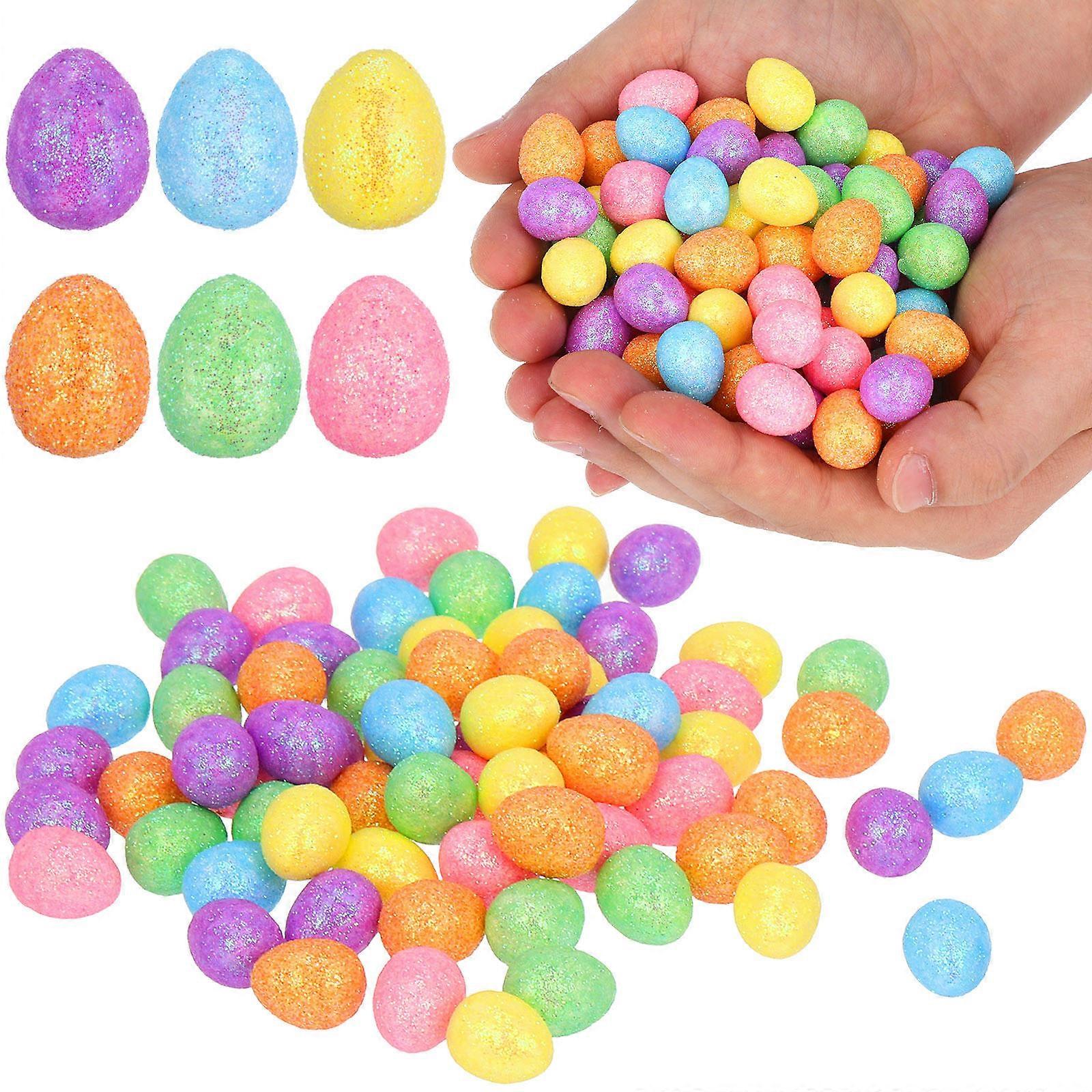 Glittering Foam Easter Eggs for Decor 100Pcs Miniature Easter Egg Stuffer