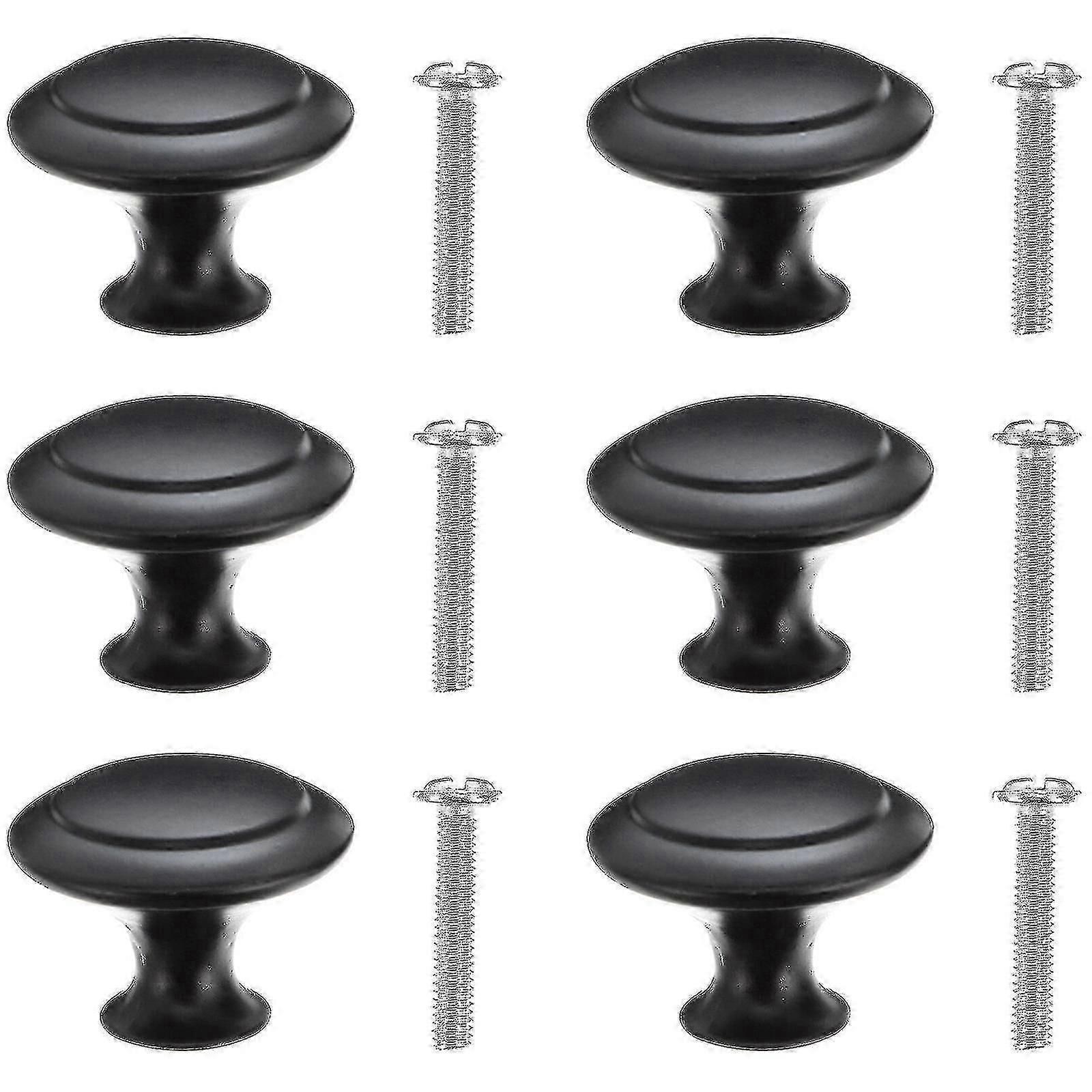 30 Sets Round Cabinet Knobs, Stainless Steel Black Drawer Pulls with Mounting Screws for Cabinets, Wardrobes, Doors