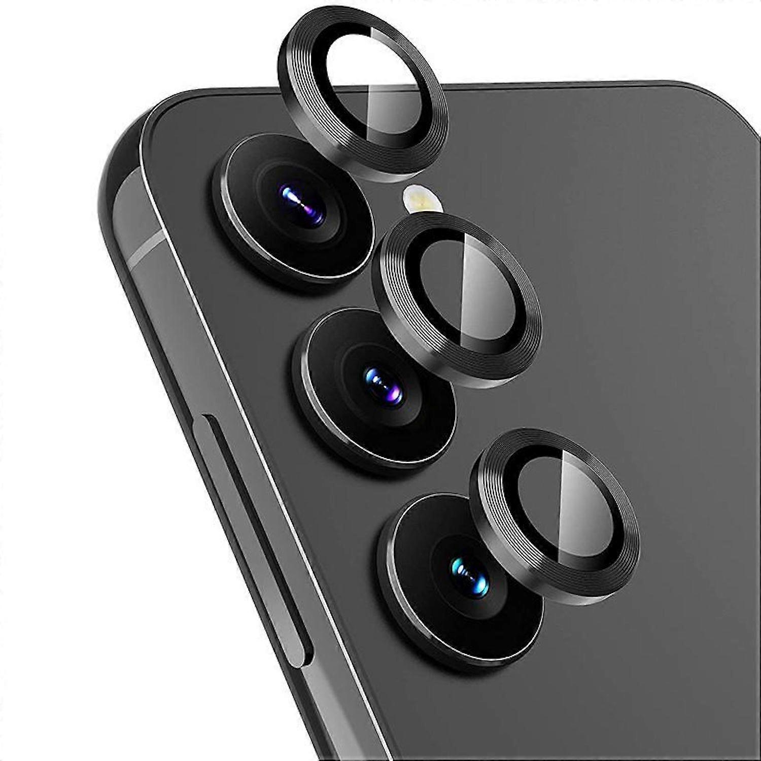 For Samsung Galaxy S25 FE 5G Aluminum Protective Ring Camera + H9 Tempered Glass Black
