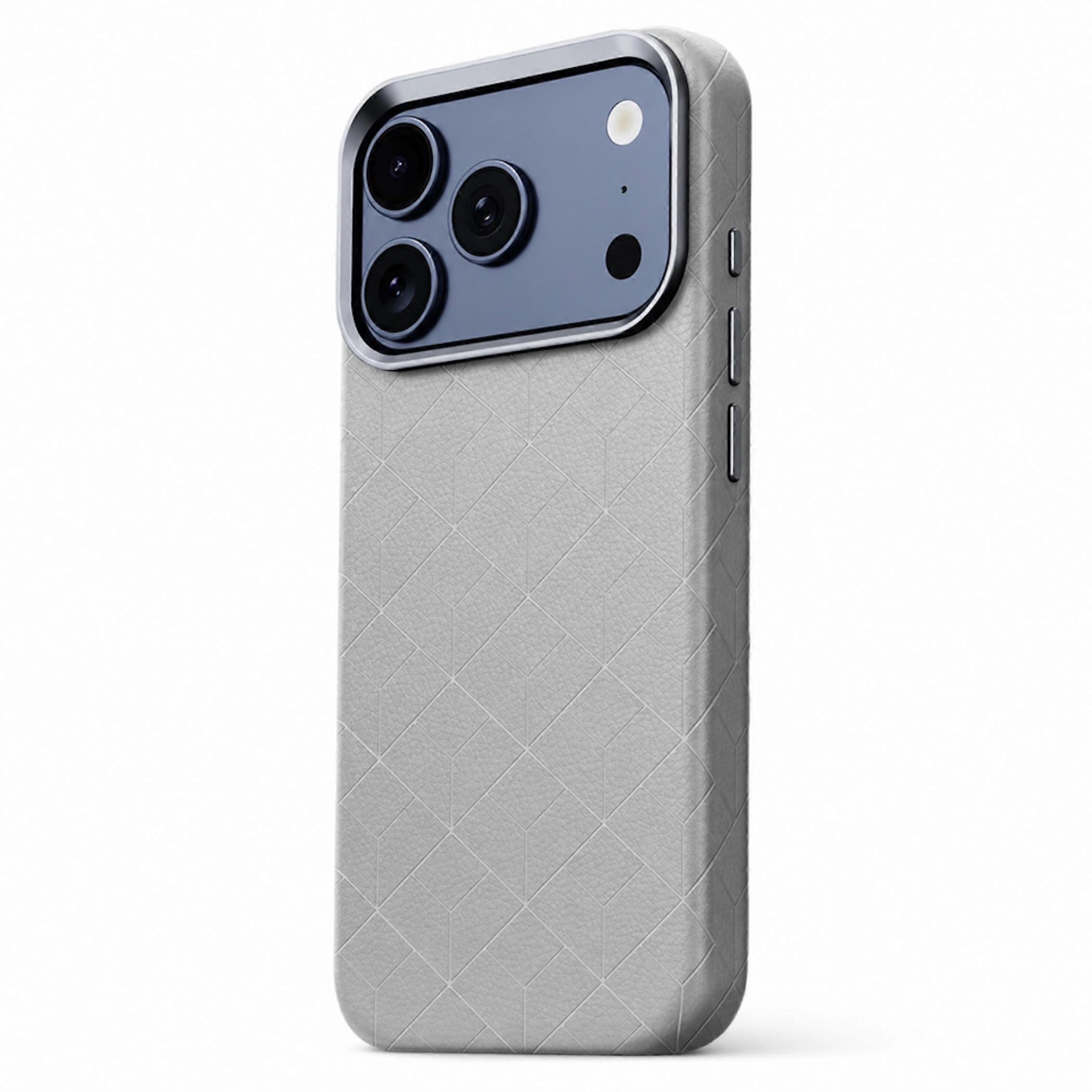 Phone case back cover for Apple iPhone 17 Pro Max, embossed grid pattern, H-Grey