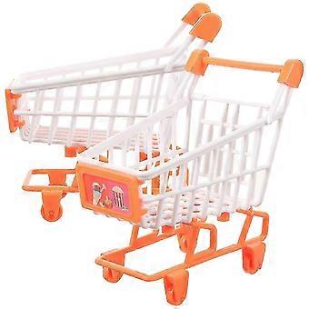 Carrinho de Compras de Brinquedo, Conjunto de 2 Peças, Plástico Laranja, Brinquedo Infantil para Brincar de Faz de Conta, Lembrancinhas de Festa, Presentes, Promove a Coordenação Motora