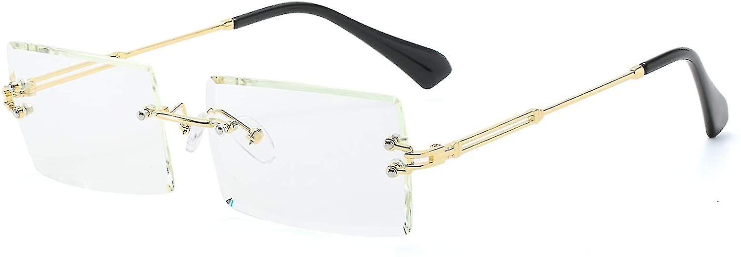 Rimless Rectangle Sunglasses For Women/men Ultralight Metal Frame Eyewear Fashion Square Uv400 Glasses Unisex