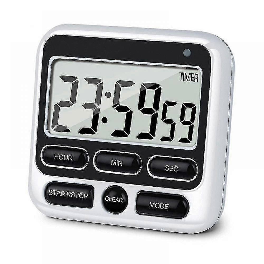 Black Digital Kitchen Timer Large LCD 24 Hours Countdown Study Reminder for Students