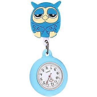 Nurse Fob Watch Pocket Watch Lapel Watch: Silicone Owl Brooch Extendable Nurse Watch