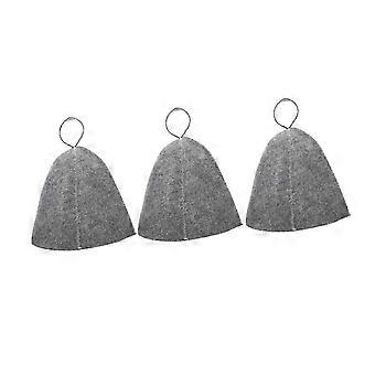 3-Pack Felt Sauna Hat for Men, Heat-Retaining Sauna Cap with Hanging Ring & Breathable Fabric