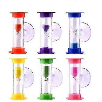 6pcs Kids Sand Clock Suction Cup Sand Timer Hourglass Children Time Reminder 3 Mins For Tooth Brushing Bathing (random Color)