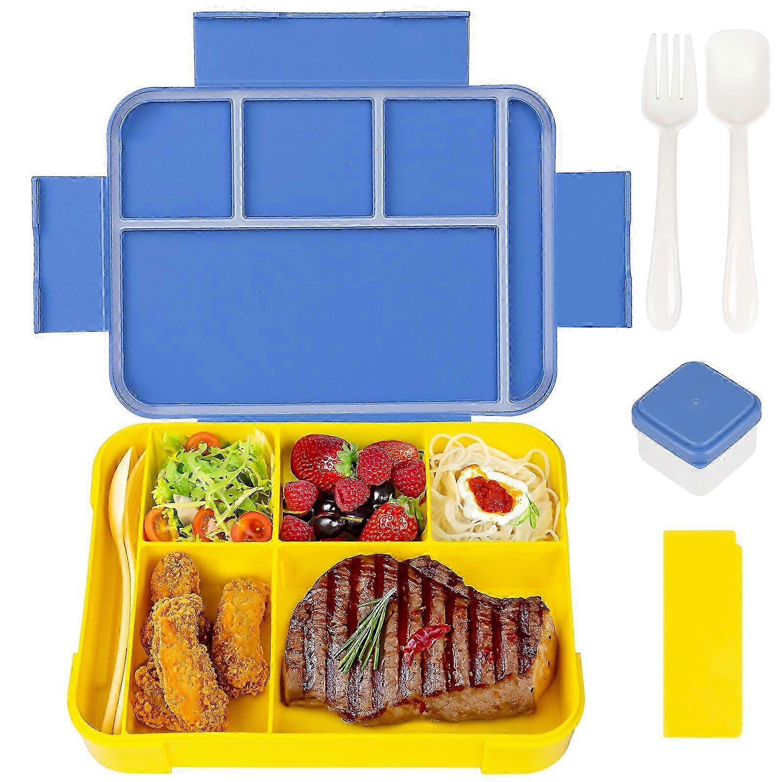 Rectangular Lunch Box 1-2L Microwave Safe with 5 Compartments Plastic Single Layer