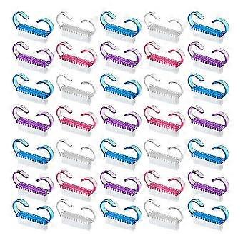 200 stuks nagelborstels met handvat, nagelscrubbers, nagelreinigers, geschikt voor mannen en vrouwen, 4 kleuren