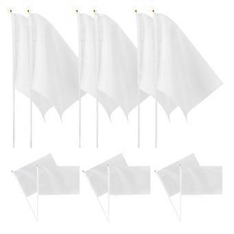Handheld Flag Competition Hand Held Flag for Festival 20Pcs White Material
