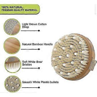 Body Brush For Wet Dry Brushing - Exfoliating Brush With Boar Bristles For Removing Dead Skin Cells, Cellulite Improving Blood Circulation Perfec