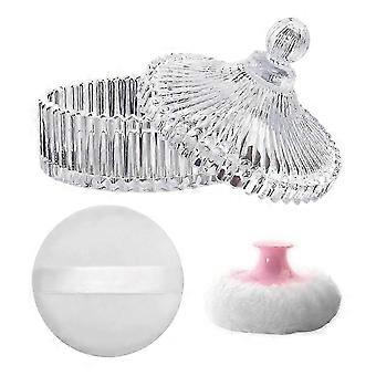 Body Powder Puff and Container Set, Powder Puff for Women, Baby and Loose Powder Container for Wet and Dry Makeup YTQ