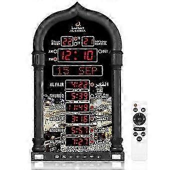 Azan Clock, LED Muslim Prayer Clock, Athan Wall Clock,Black