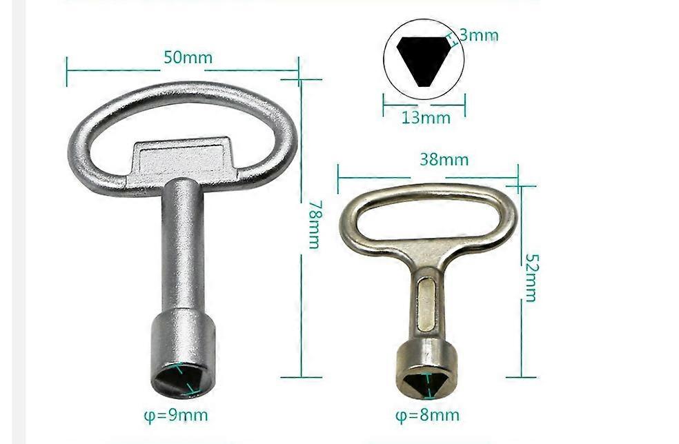 Meter Box Key  Metal Triangular Key Gas Box Key Triangle, Triangular Socket Spanner Key for Gas Water Electric Meter Box Cabinet(2pcs, silver)