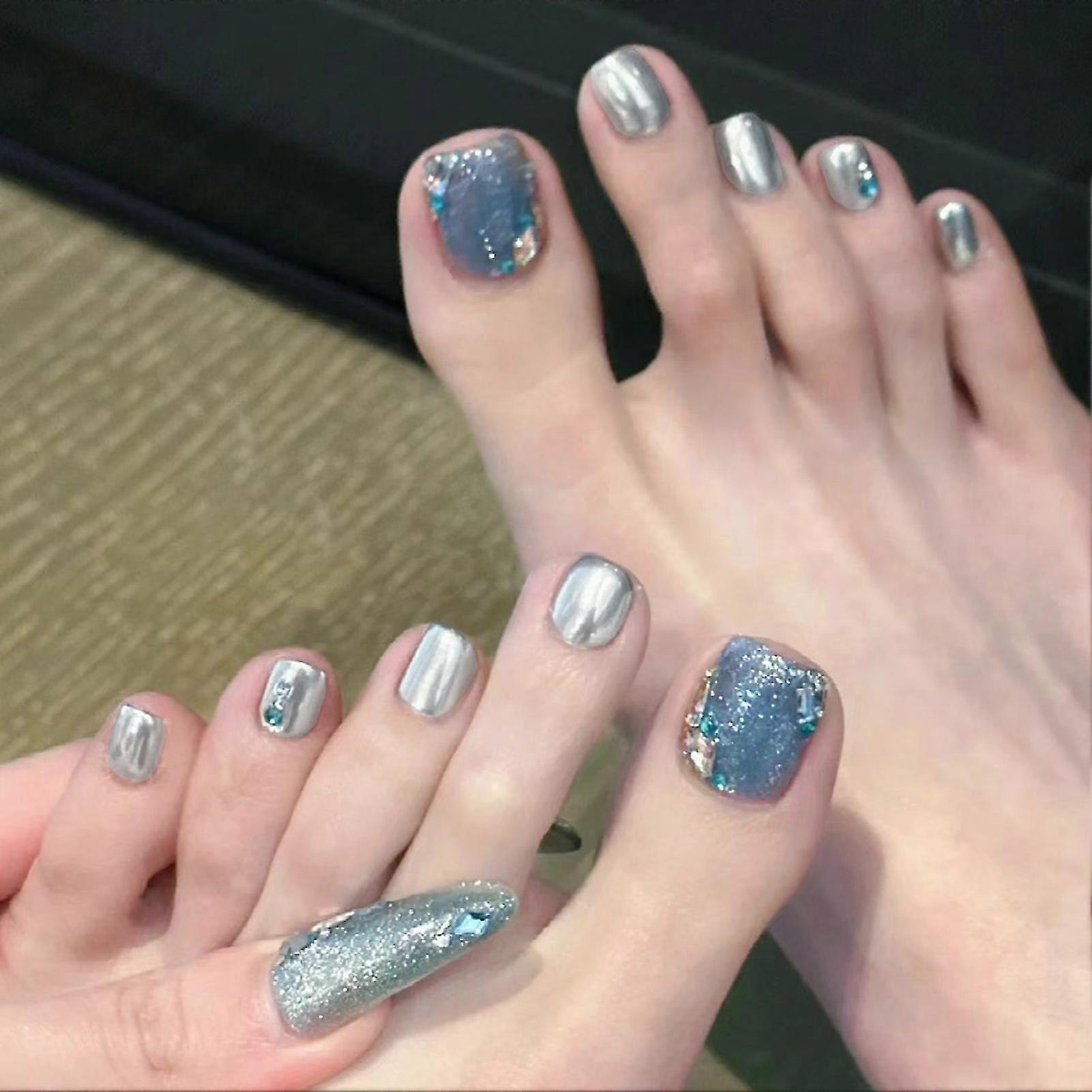 Glitter Square Resin Press On Nails Set