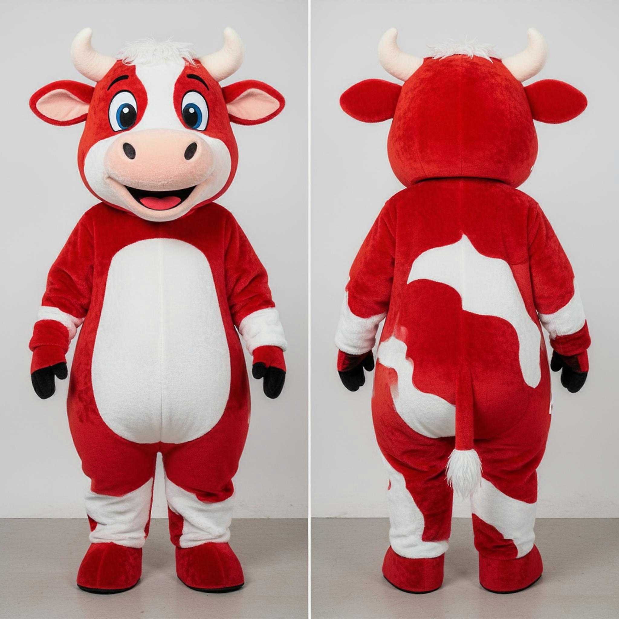 MASTICOT Rust Red Spotted Hereford Cow Mascot