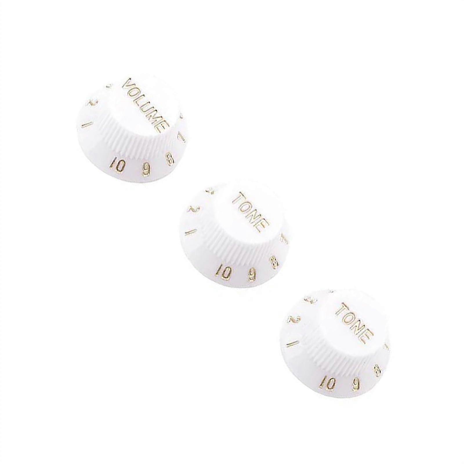 3 Pcs LeftHanded Guitar Control Knobs Set White Plastic Speed Volume Tone Knobs Replacement