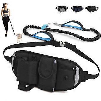Hands-Free Dog Leash, Nylon, Shock Absorption, Reflective, Adjustable Waist, Double Handles, For Dogs Up To 110kg, Compatible with iPhone 13 Pro Max,