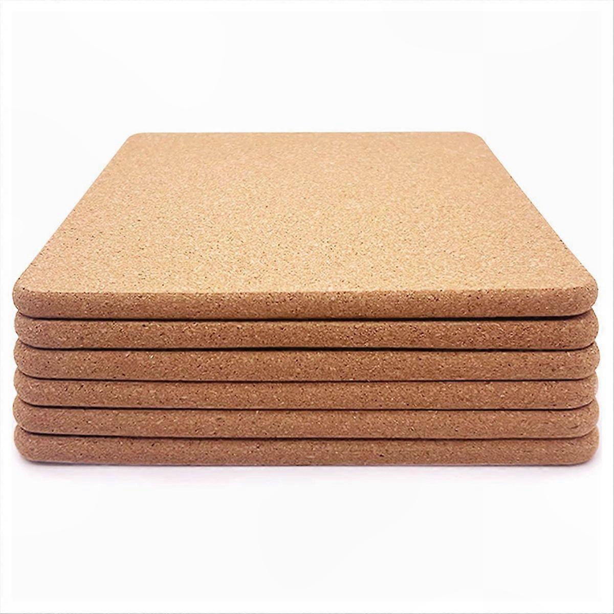 High-Density Thick Square Cork Trivets, 6 Pcs