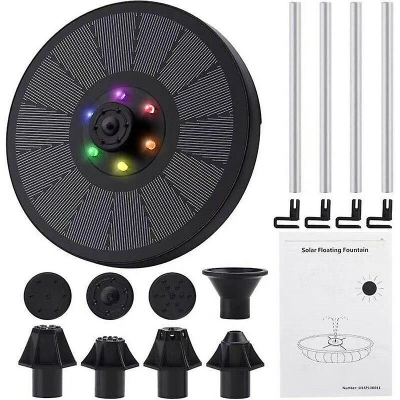 Solar Garden Fountain Upgrade 3W Solar Water Pump with 900mAh Backup Battery, Floating Solar Fountain Pump for Pond, Garden, Pool