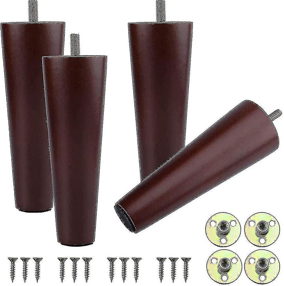 Pernas para o conjunto de móveis de 4, pernas de móveis de 4 polegadas, meados do século Taper Walnut de alta qualidade