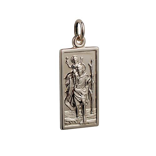 1/20th 14ct yellow gold on Silver 26x13mm rectangular St Christopher Pendant