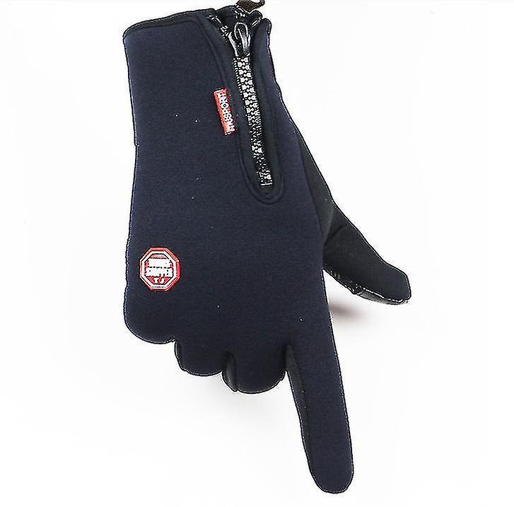 Outdoor Autumn And Winter Sports Men Plus Velvet Touch Screen Warm Ski Bike Riding Warm Gloves-black Xl