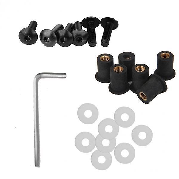 3x5mm Fairing Windscreen Screw Bolt Kit Windshield Mounting Nuts Black