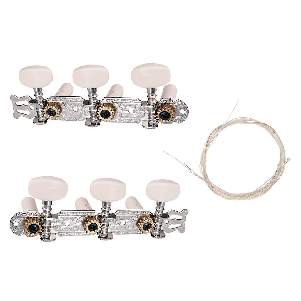 2 Pieces Classical Guitar Tuning Pegs Keys Tuners with Nylon String Set