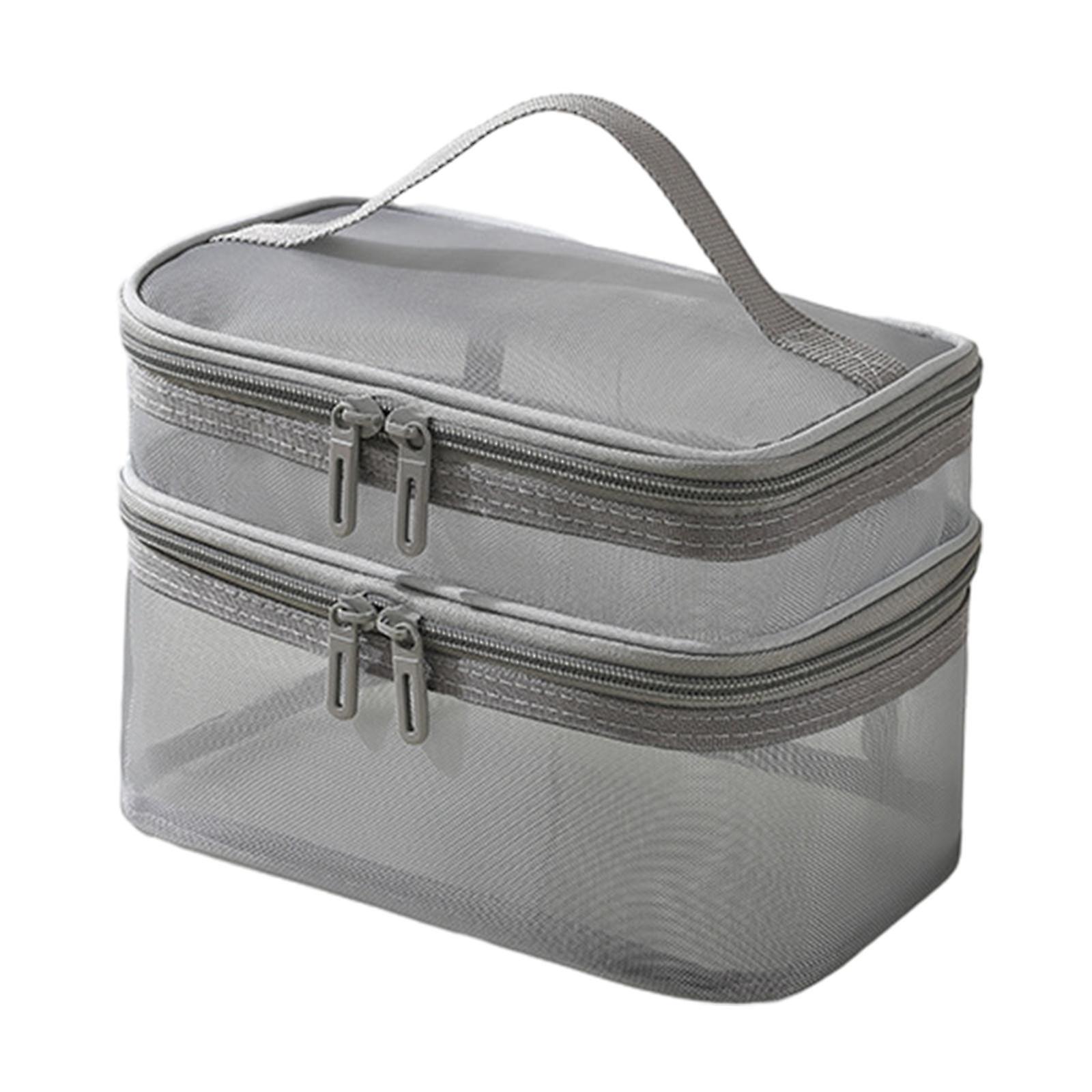 Double Layer Toiletry Bag Handbag for Essential Oil Manicure Sets Toiletries White