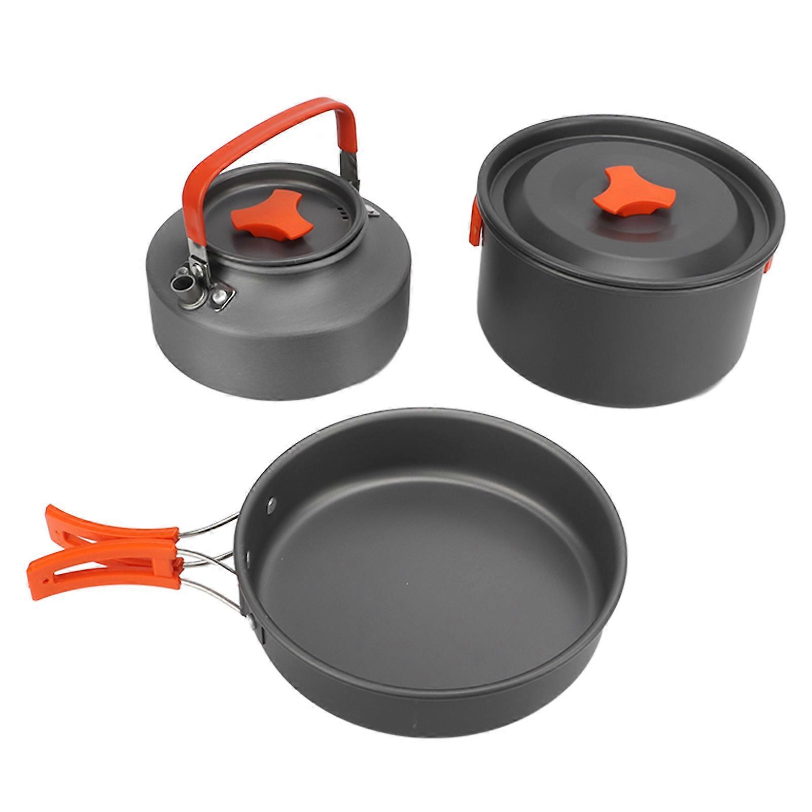 Camping Cooking Set with Tea Kettle Storage Bag Frying Pan Portable Camping Cookware Set for 2 To 3 People