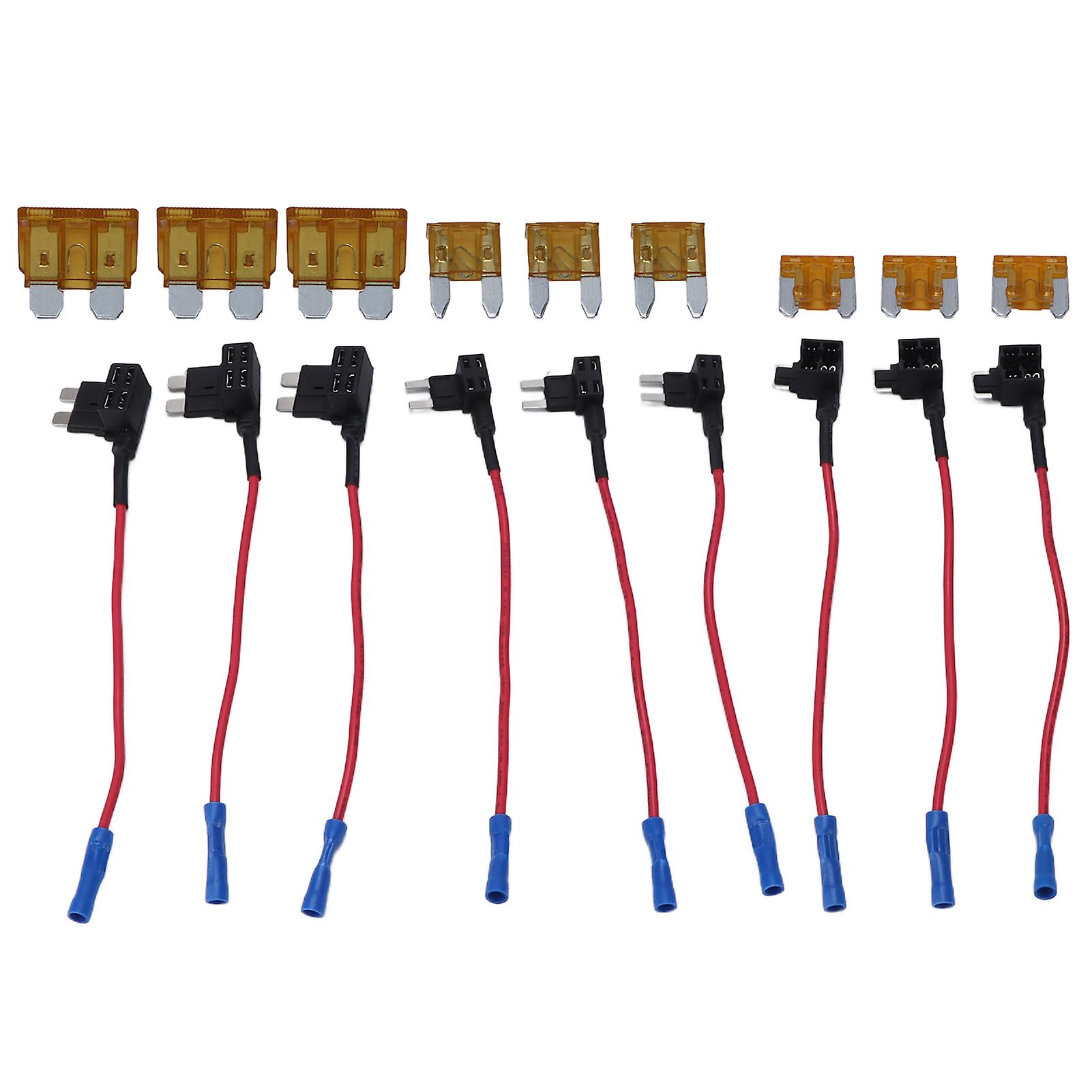 12V Add A Circuit Fuse Tap Adapter, 9 Pack Standard Mini Low Profile Holder with 5A Blade Fuse, Easy Installation for Car Truck Boat