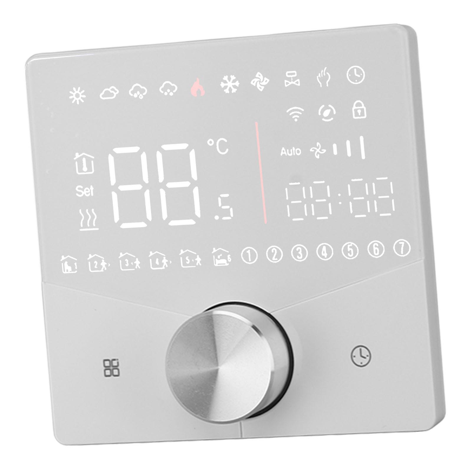 Smart Digital Thermostat LCD Color Display White 86x86mm Precise Control