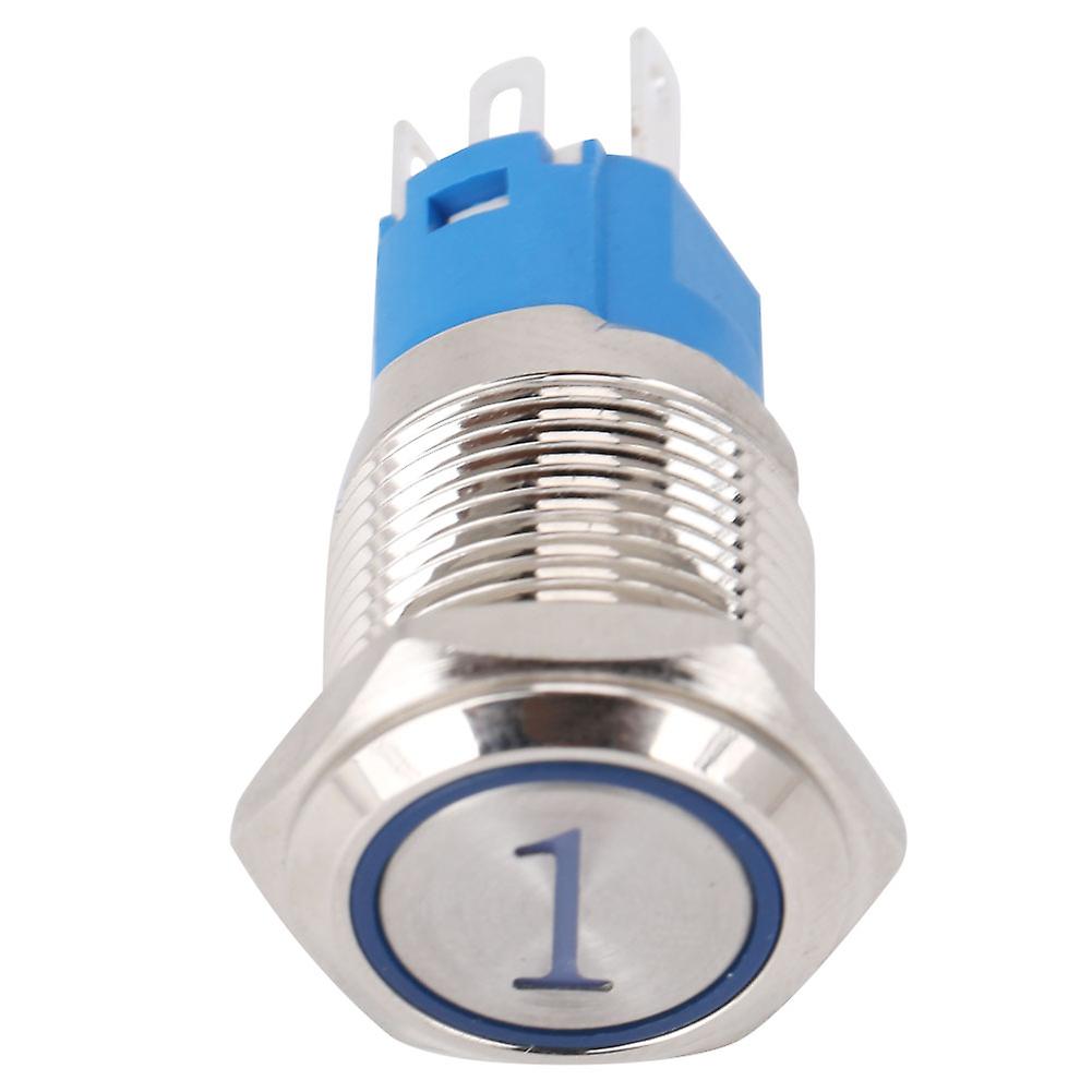 2pcs 16mm Momentary Push Button Switch 5 Pin LED Digit Blue
