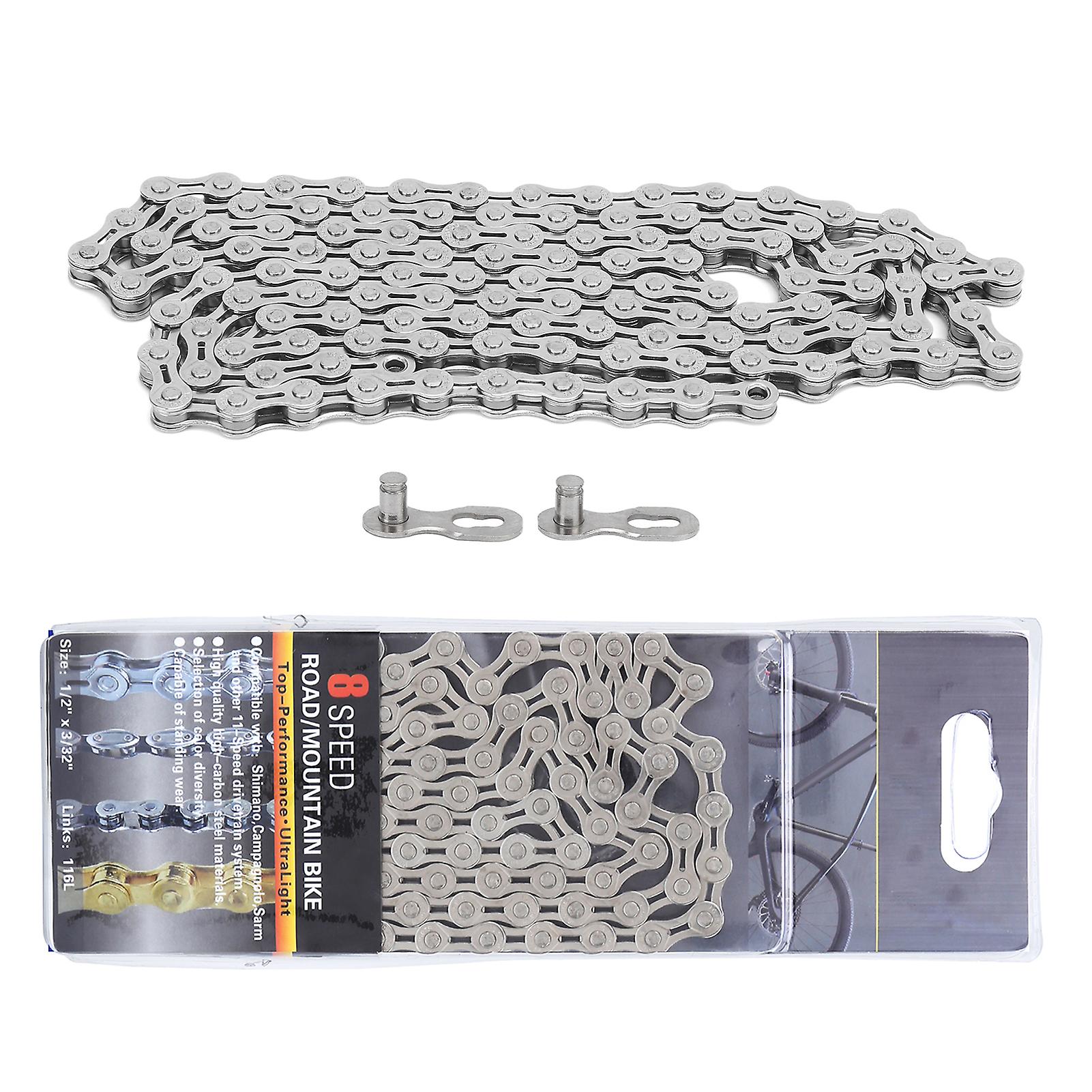 VG Sports 8 Speed Bike Chain Lightweight Half Hollow 1/2x3/32 Inch 116 Links Bicycle Chain for Mountain Bike