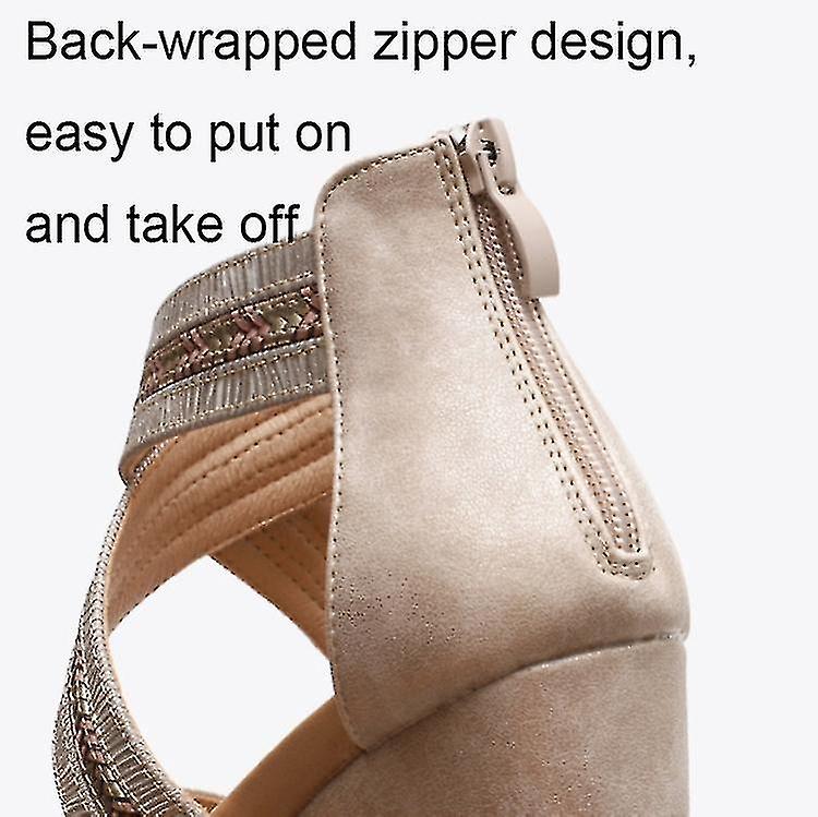 Ladies Summer Slope Heel Sandals Non-slip Open-toed Roman Style Shoes