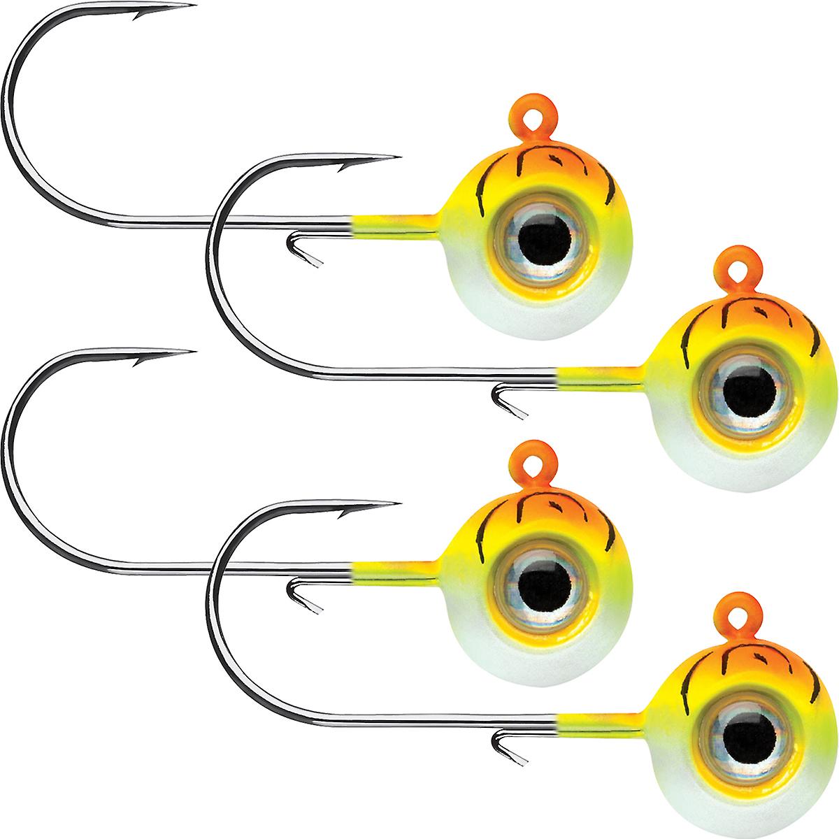 VMC 1/4 oz. Neon Moon Eye Jig - 4 Pack - Orange Fire UV