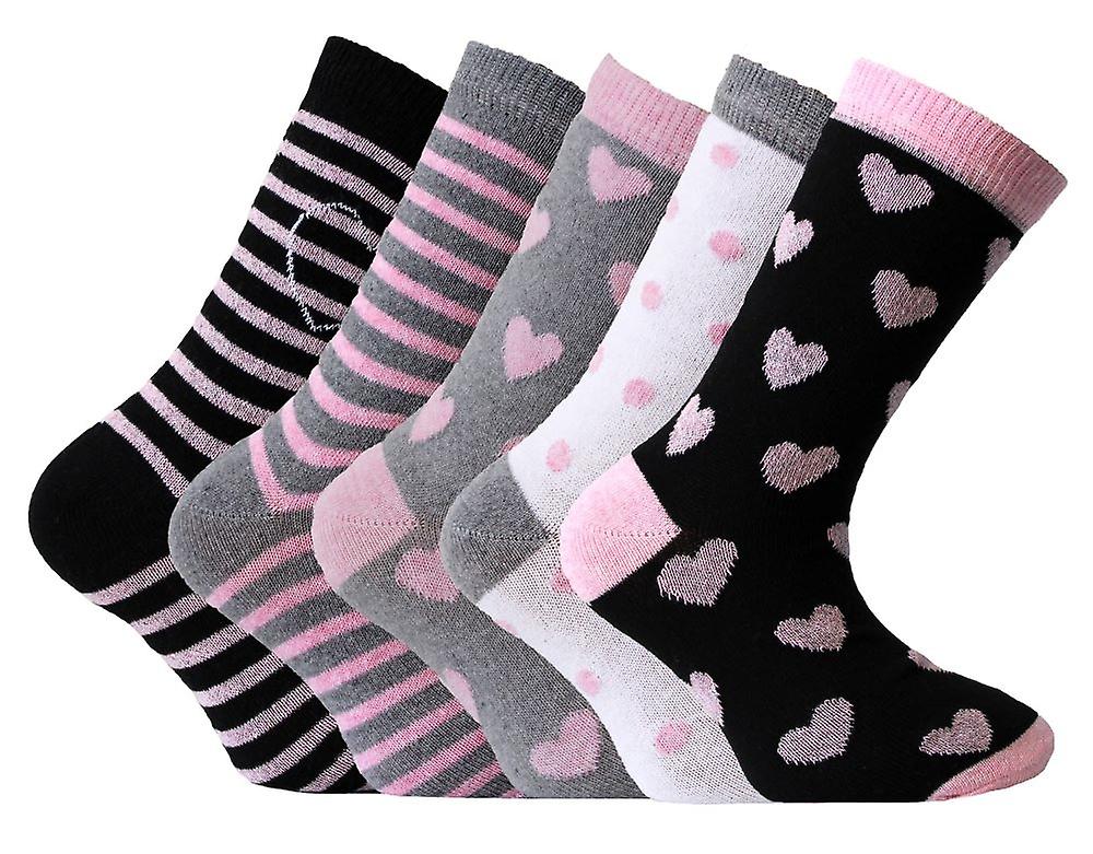 5-pack strumpor hjärtan/randiga