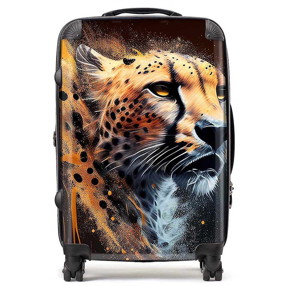 Cheetah Face Splashart Dark Background Suitcase