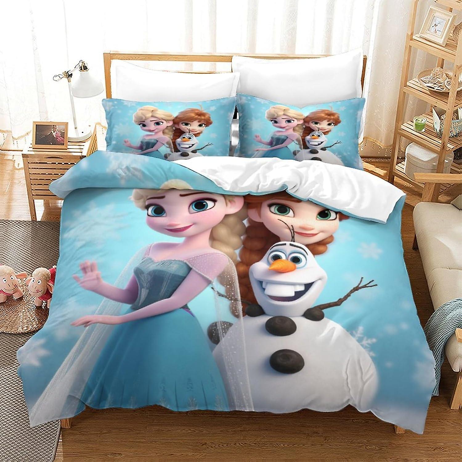 HOUKIG Frozen Collection Bedding Sets Patterned Soft Anti-fade Breathable 3D Printing Christmas Winter Duvet Cover Set Fashionable Design, Suitable fo