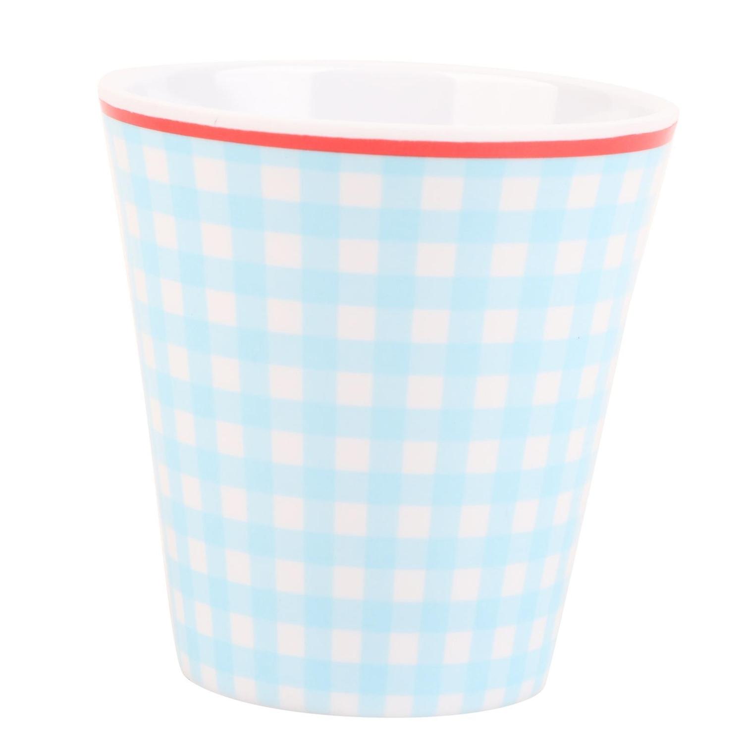 模造磁器 260ml - レストランや学校用のライトブルーグリッド