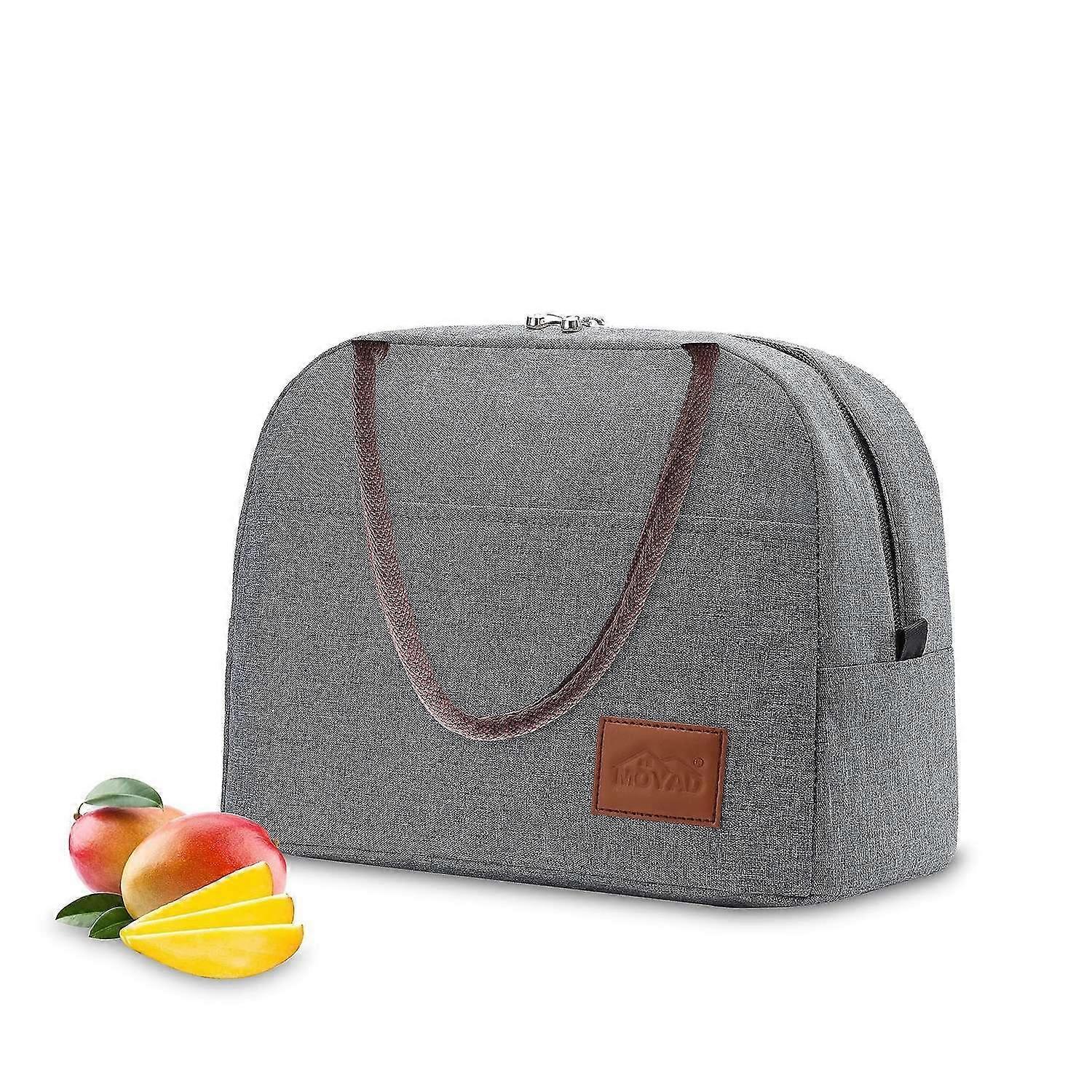 女性用断熱ランチバッグポータブルランチクーラーバッグ再利用可能なランチバッグクラシック10リットル、グレー