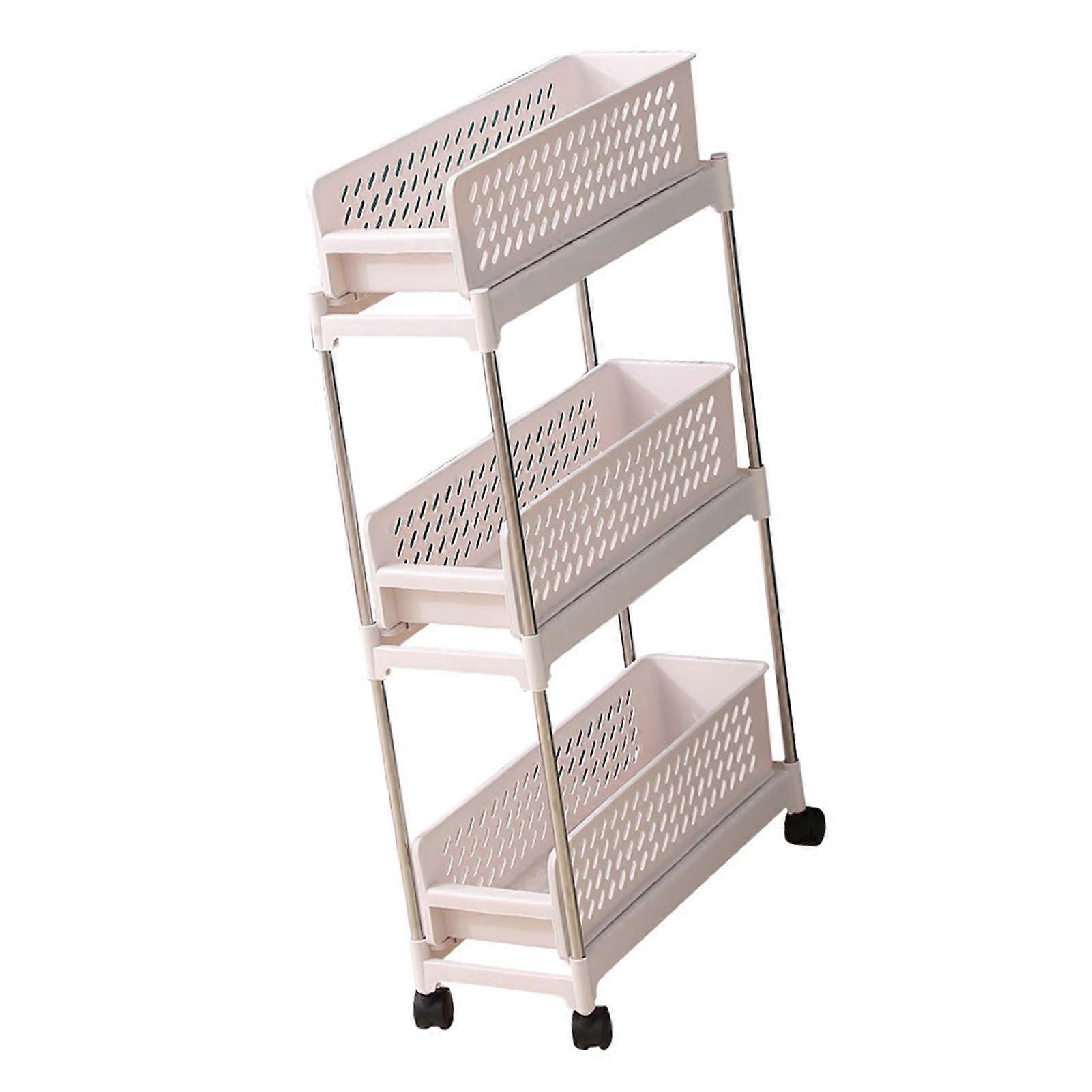 Slim Storage Cart with Wheels 3 Tier Organizer Slide Out Narrow Rolling Storage Mobile Utility Cart for Kitchen Bathroom