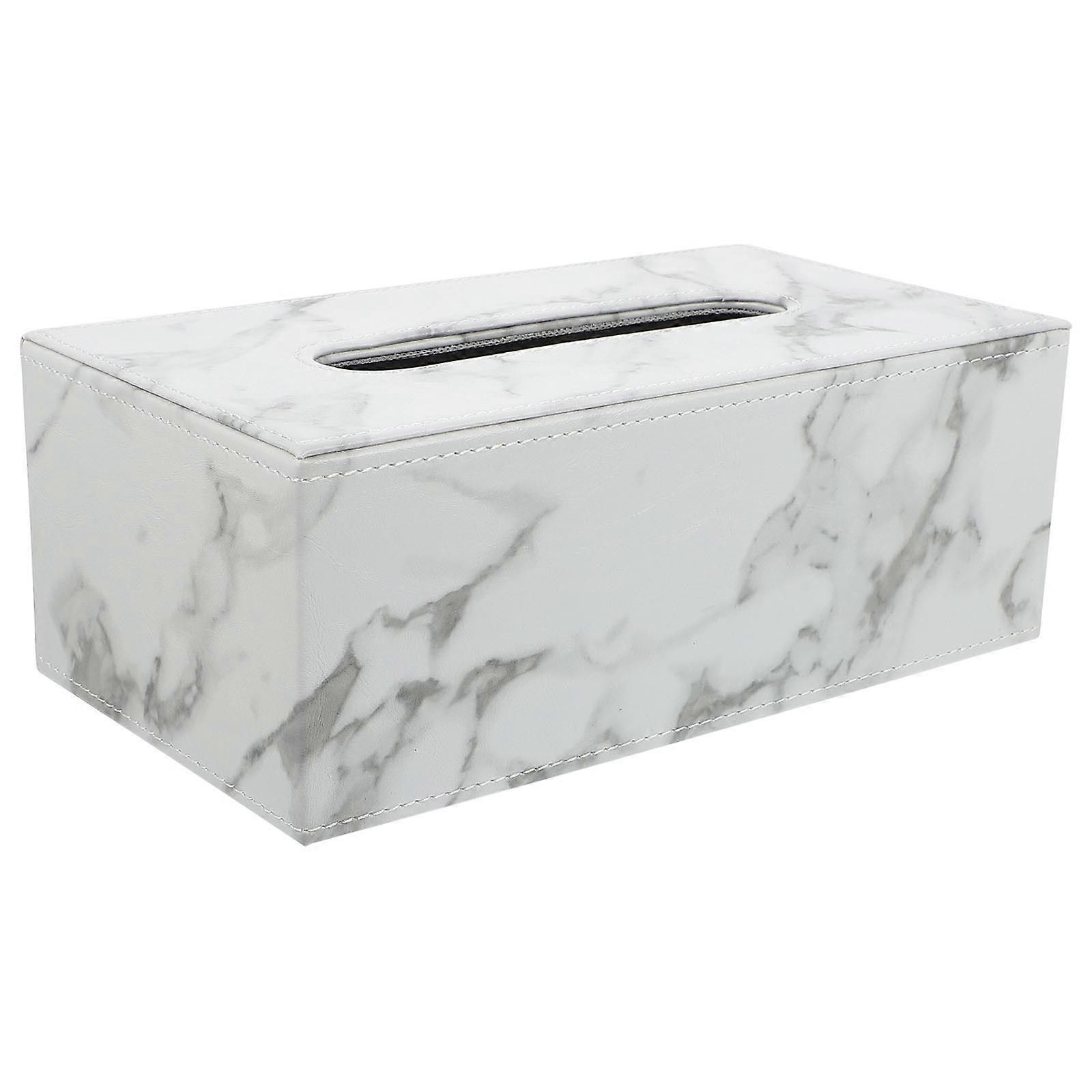 1 Pc Leather Tissue Box Tissue Container Marble Pattern Napkin Box Tissue Holder