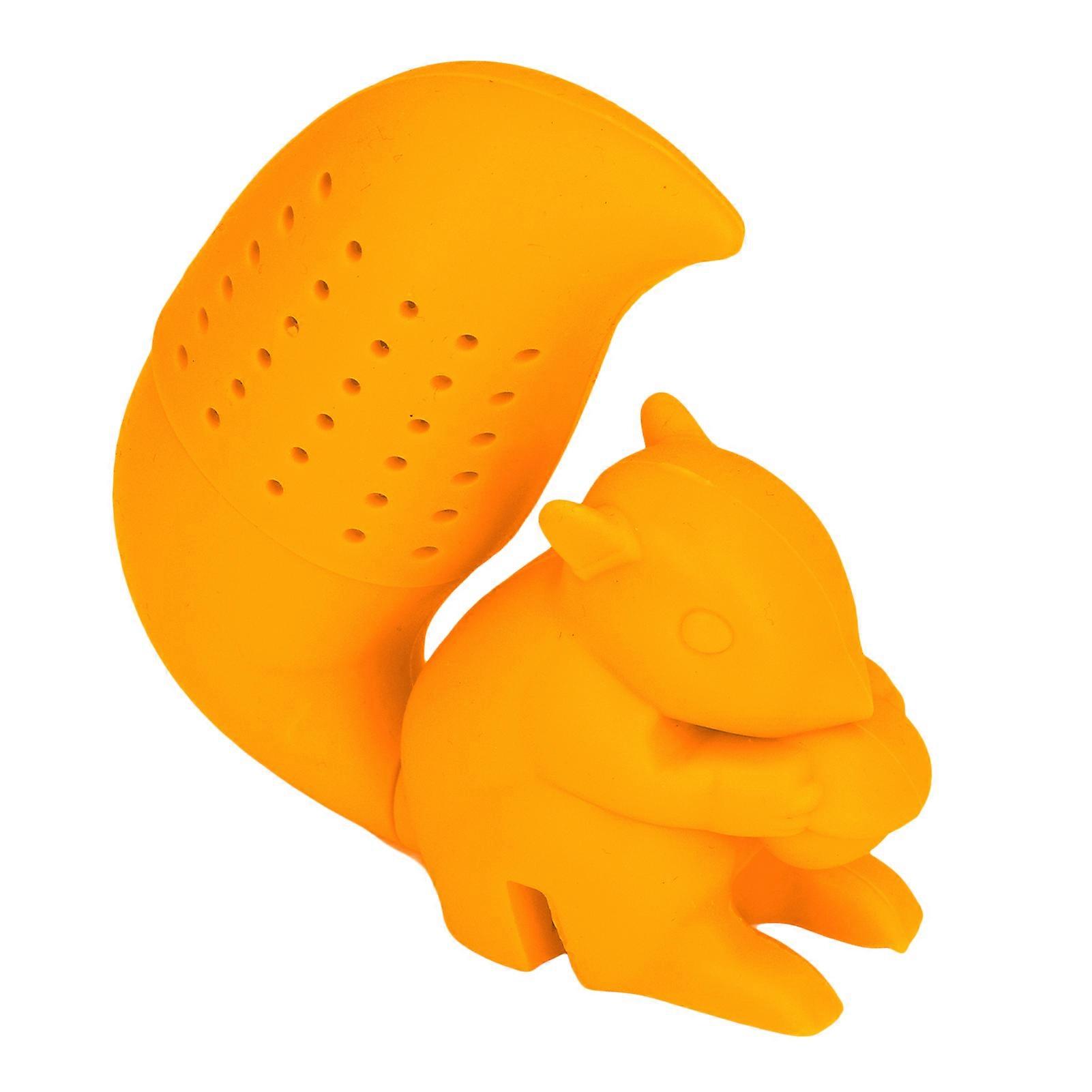 Food Grade Silicone Squirrel Shape Tea Strainer Cute Squirrel Shaped Tea Infuser Filter Orange