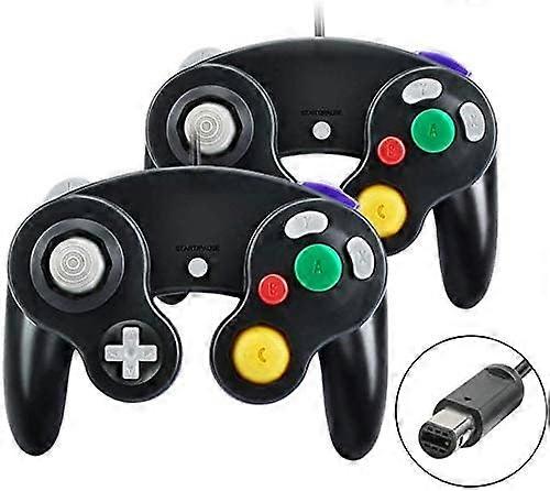 Gamecube Game Controller, 2 Pack Classic Gamepad with Vibration Gamepad, Compatible with Gamecube/Wii U/Wii/PC/Switch Controller, Black