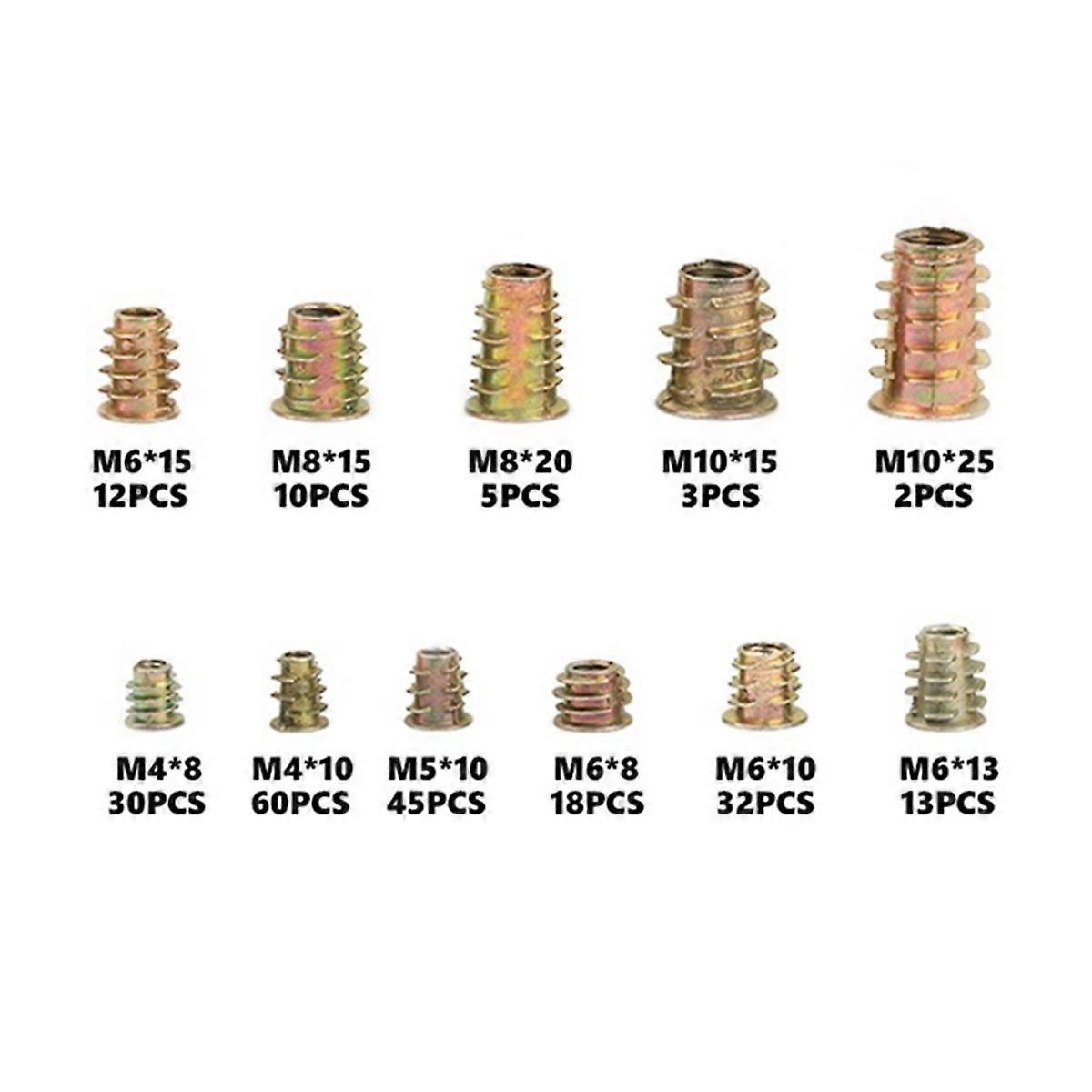 230 Pcs M4 M5 M6 M8 M10 Hex Nuts with Threaded Inserts, Zinc Alloy Threaded Insert Hex Nuts Inserts