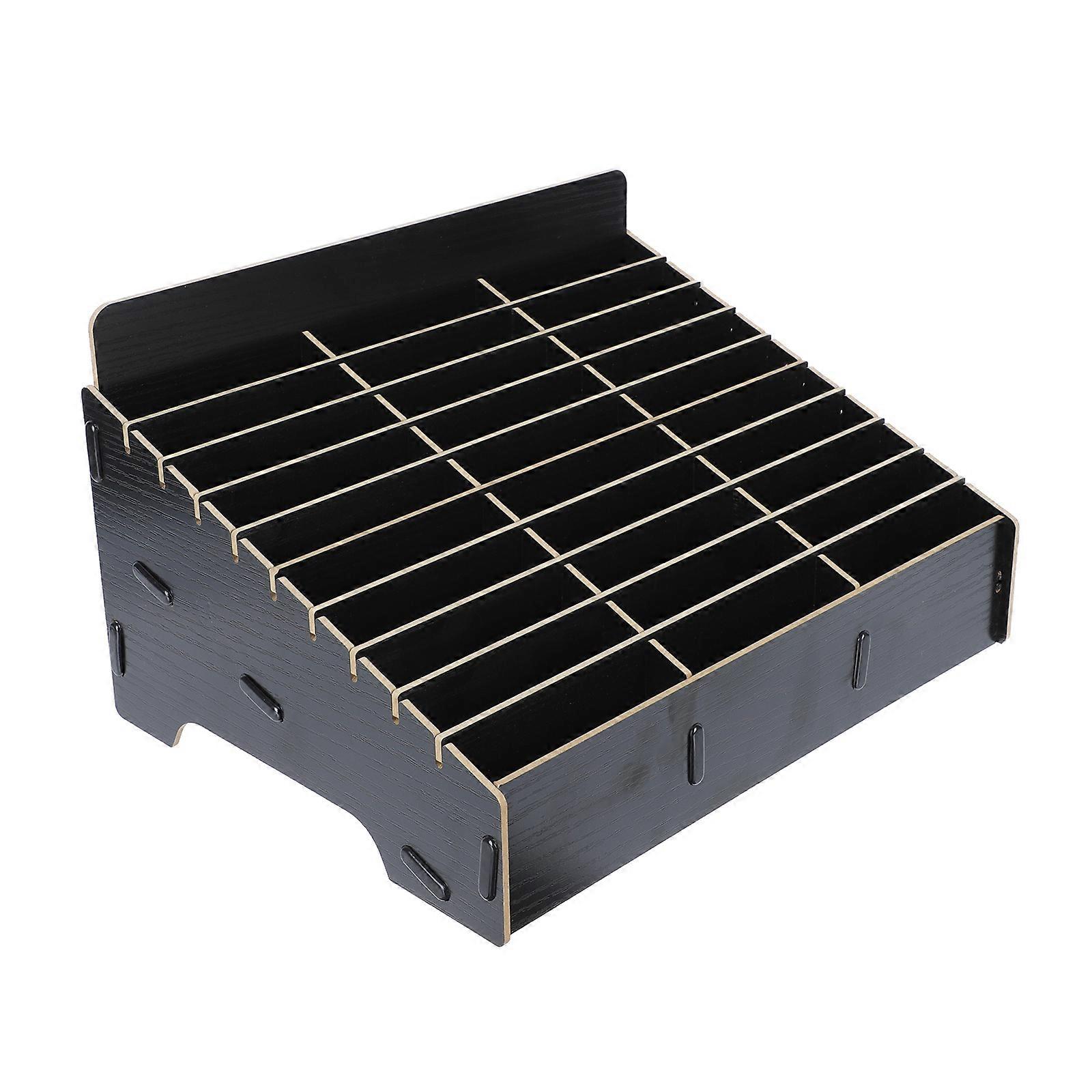 1Pc Mobile Phone Organizing Box Temporary Wooden Multi-grid Phone Box (Black)